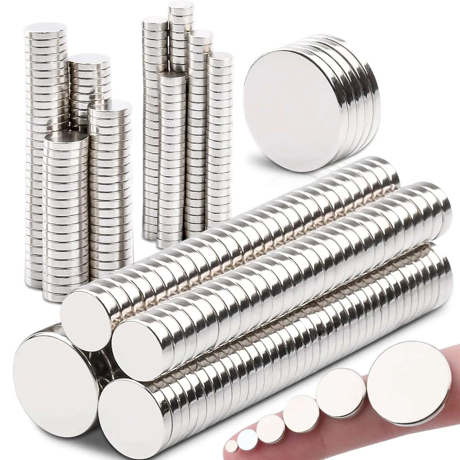 345Pcs Strong Dymium Disc Magnets, In 6 Different Sizes,Rare Earth Heavy Duty Round Small Tiny Magnets