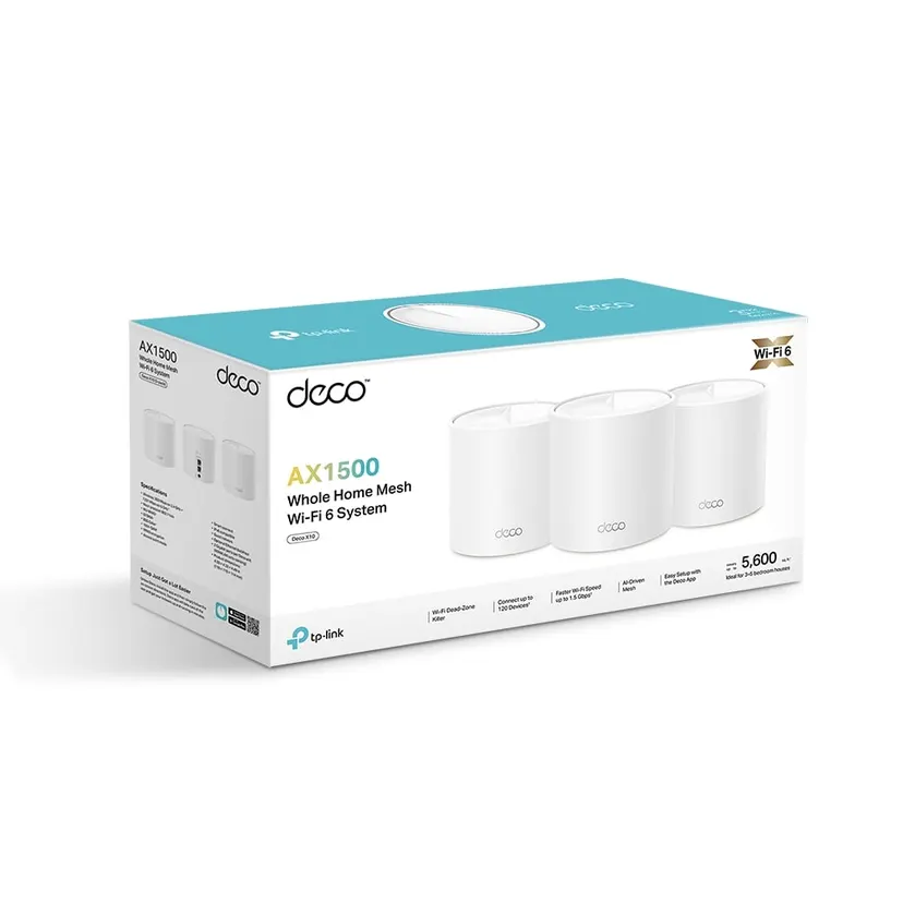 TP-Link Deco X10 Mesh WiFi 6 Router | AX1500 | Pack Of 3 | AI-Driven | WiFi Router | Extender Booster | Gaming & 4K | Easy Setup | Alexa & Google Home Compatible | 100% Genuine