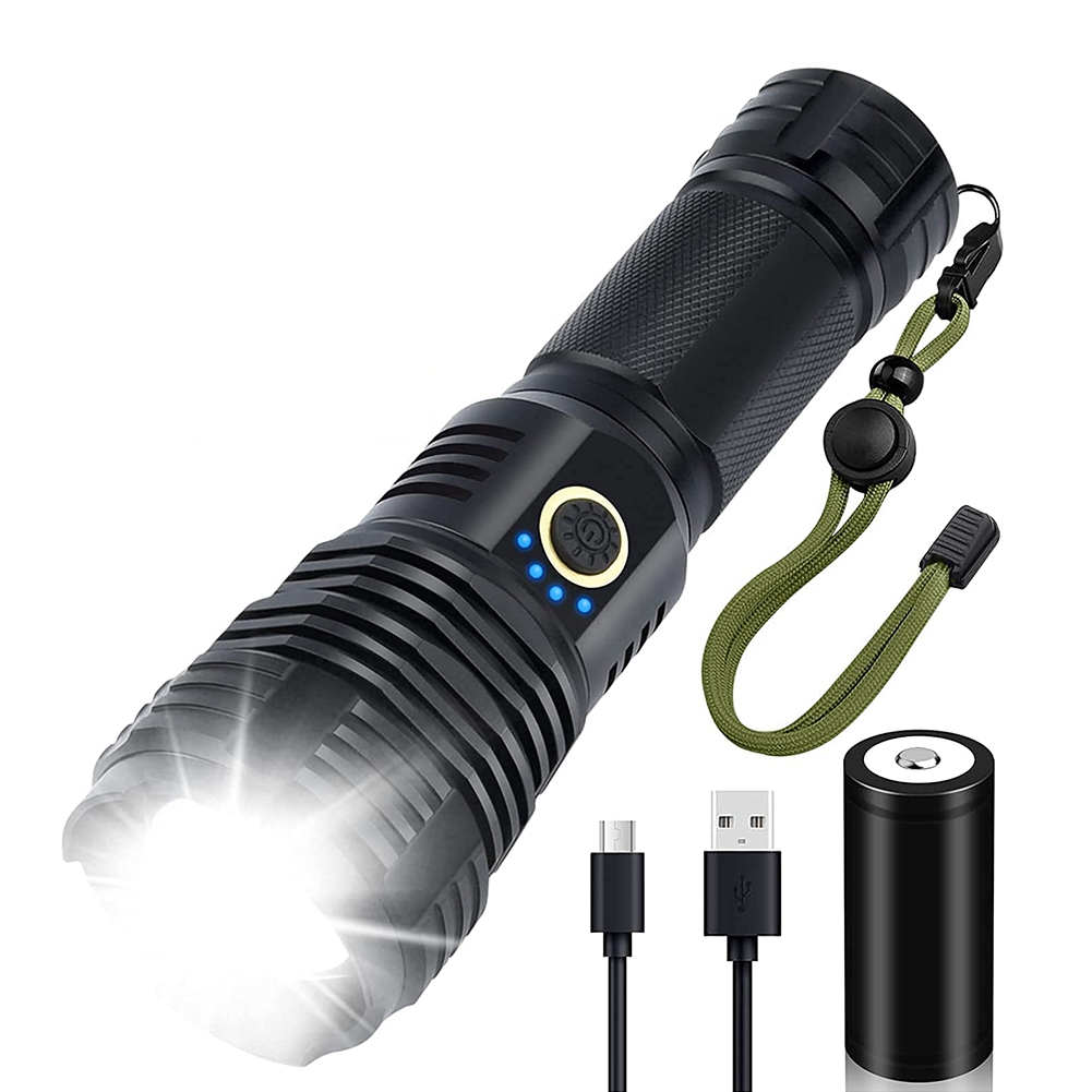 FORIDE 1500 Lumens,Rechargeable Zoomable Torch with 5 Light Modes,Small Flashlight for Camping Hiking Fishing Running