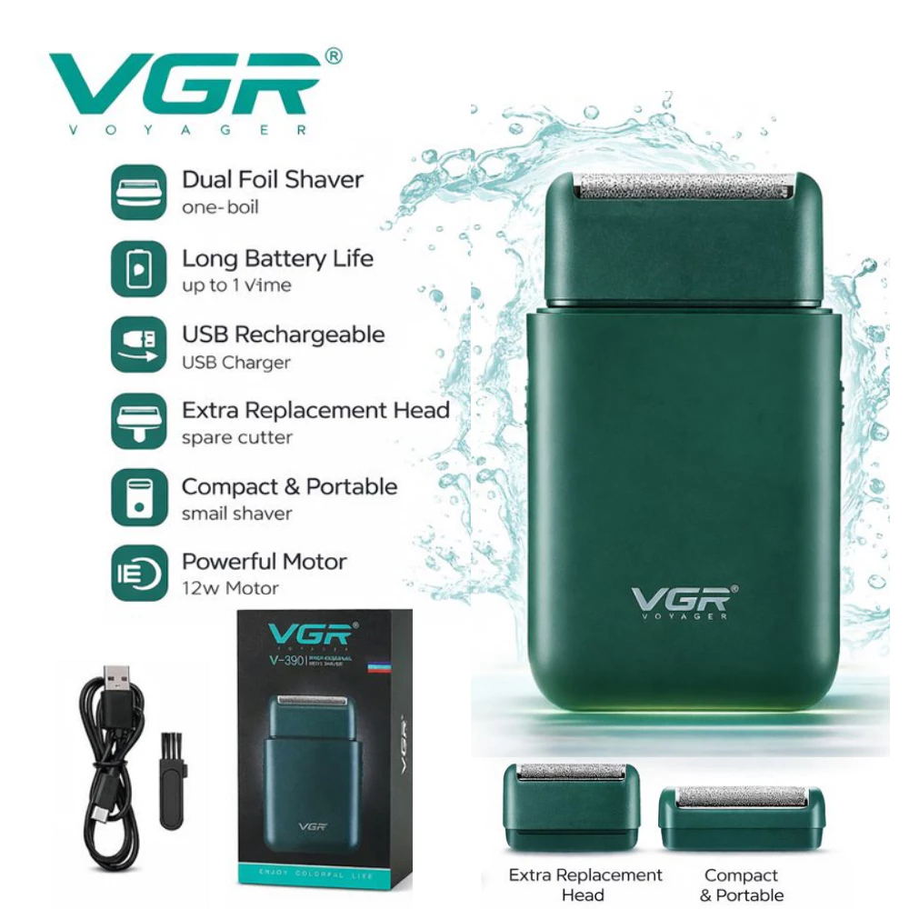 Wishora Premium VGR V-390 Mini Professional Beard Trimmer for Men | VGR Trimmer for Men USB Rechargeable Waterproof Shaver | Portable Hair Trimmer & Beard Shaver Machine for Travel