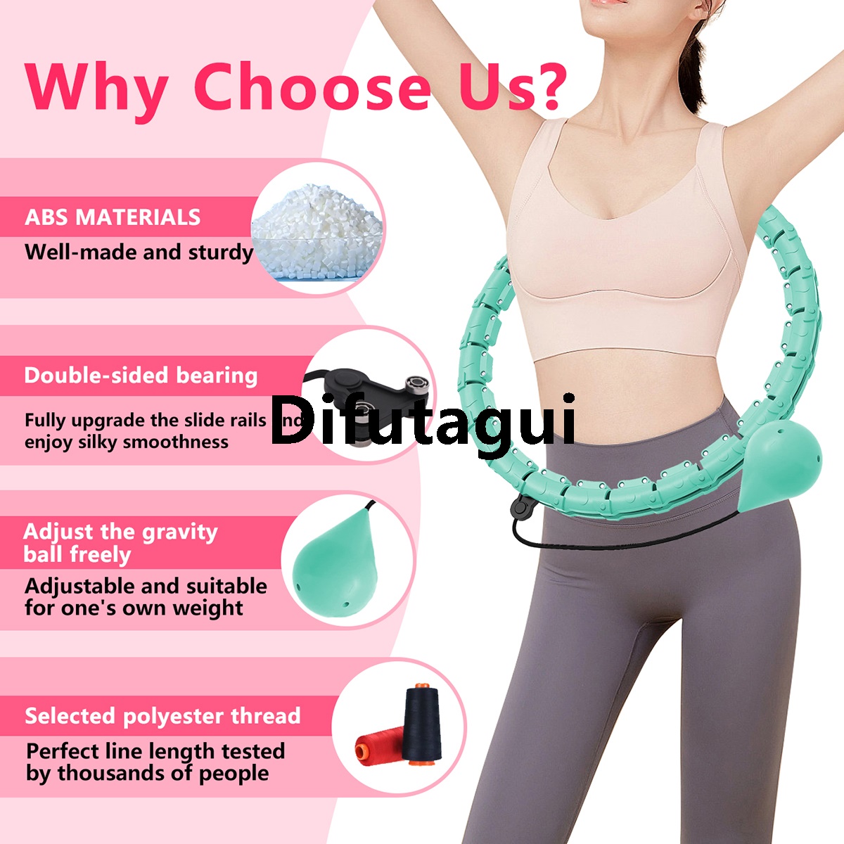 Difutagui 2025 NEW With, 1-in-1 Sports Smart Plus Size Weight Loss Weight Weight 30/27men21men>/24/section Profesional Hula Hoop Exercise Circle 2 Adjustable Detachable Knot