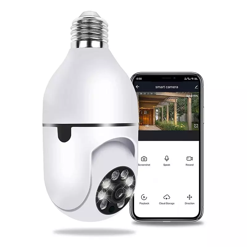 Shoppoint WiFi Bulb CCTV Camera 4MP | 360° Dual Lens PTZ Smart Security Camera with Night Vision Motion Alert Two Way Audio SD Support