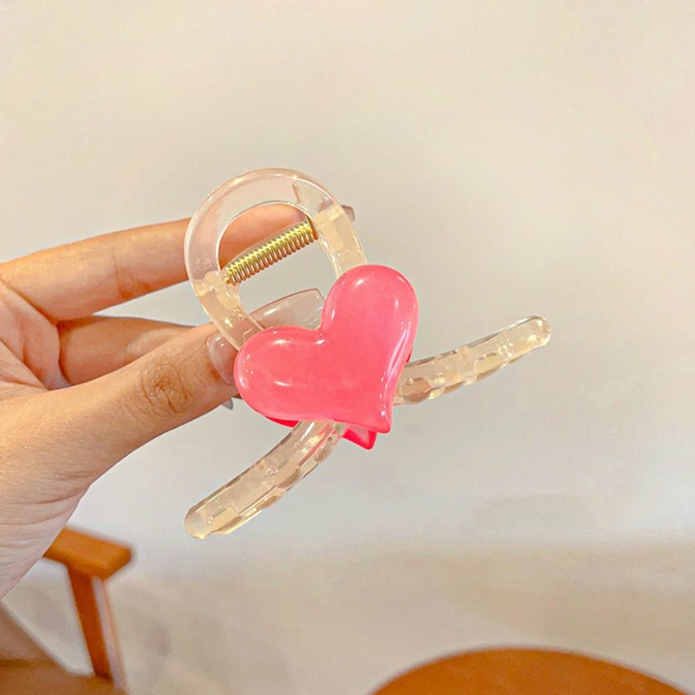 Elegant Love Hair Claw Hairgrip Headwear Acrylic Shark Clip Hair Accessories Ponytail Clip Mini Hair Claw Party