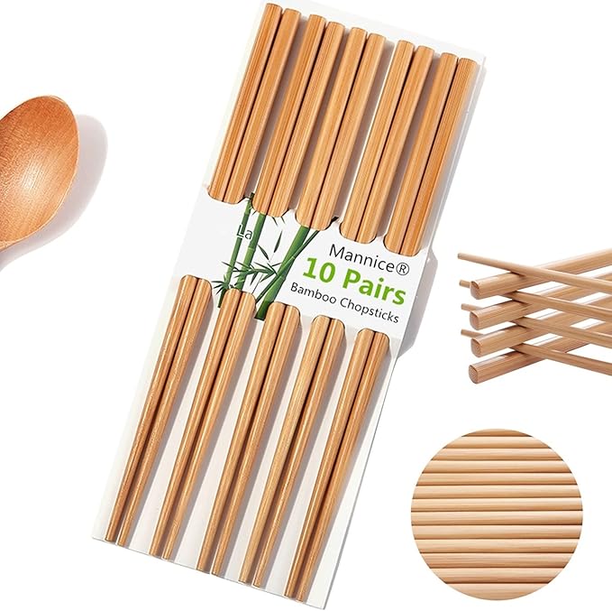 Premium Reusable Japanese Bamboo Chopsticks, Twisted 9 inch - 1 Pairs