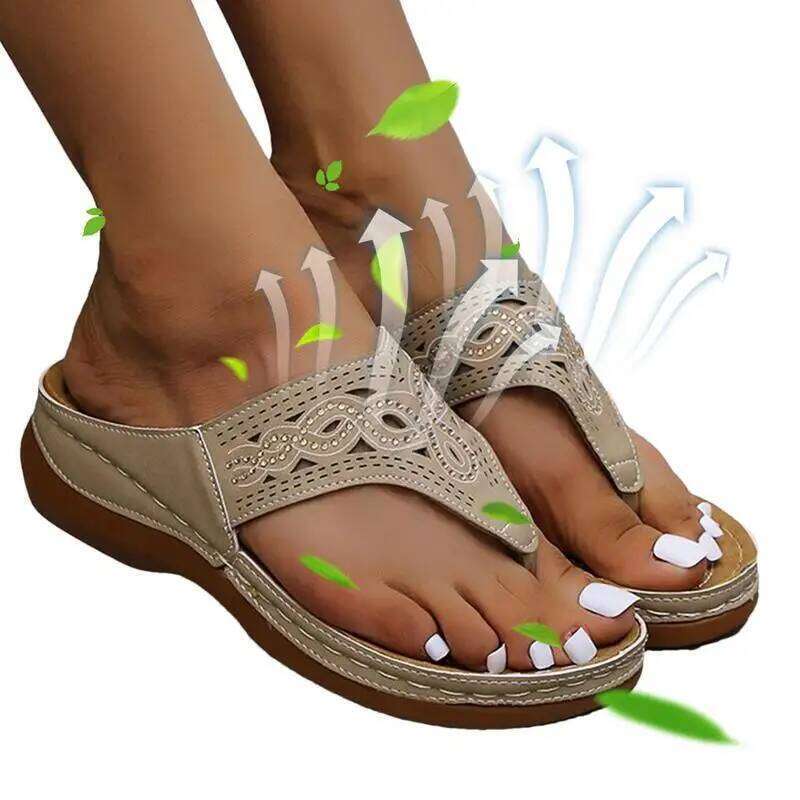 Womens Sandals Orthopedic Flip-Flops With Arch Support Thick Sole Slippers Non-Slip For Daily Wear Beach