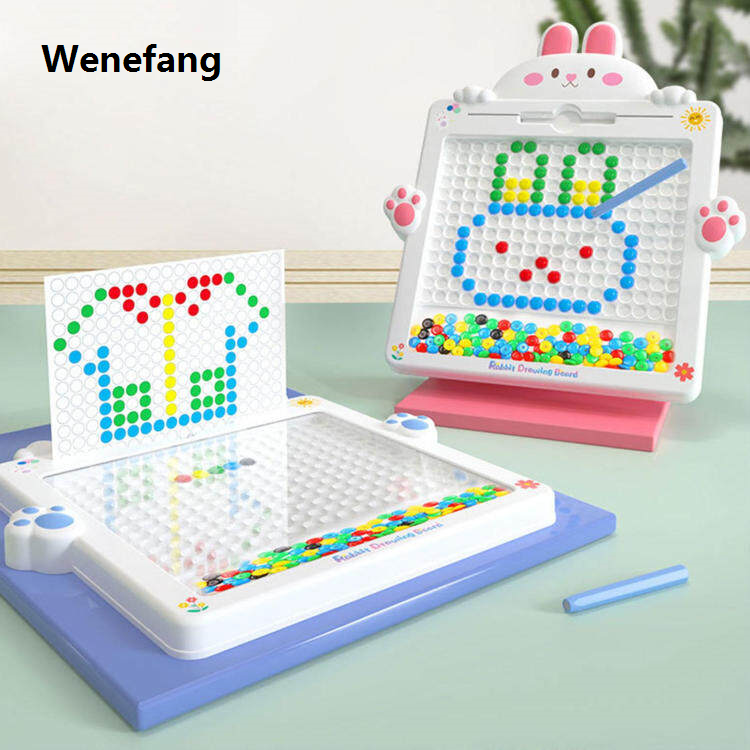 Wenefang Doodle Board Magnetic Dots Rabbit Dot Art Designer With Magnetic Pen Magnetic Beads Drawing Pad Doodle Dots Board Kid Scribbler Educational Toy For Boys Girls favorable