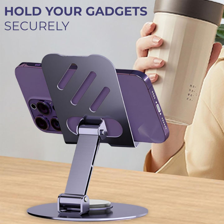 Smart Choice 360° Rotation Metalmax Phone Holder | Multi-Angel Adjustable Metal Phone Stand | Phone and Tablet Holder | Portable Tablet Stand Phone Stand Mobile Phone Stand for Video Reading Study Work