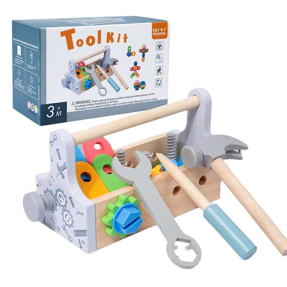 Wooden Pretend Play Set Children Toolbox Nut Disassembly Screw Assembly Simulation Repair Games Educational Sensory Toys