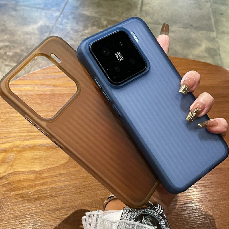 HODON Translucent Matte Stripe Corrugated Phone Case For Xiaomi Mi 15 14 Pro Mi 13 Cases Shockproof Proteciton Hard Back Cover
