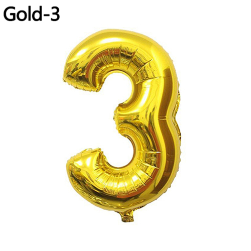 3 Number Golden Foil Balloon 16 Inch 1 Piece Set for Party Decoration