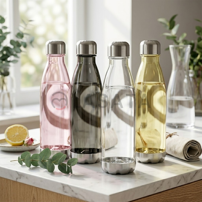 Premium 750ml Transparent Sports Water Bottle | Durable & Stylish Motivational Bottle for Gym, Yoga & Office