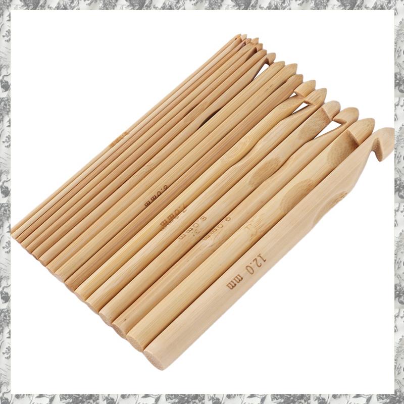 CGearuppt 16 Pcs Crochet needles knit in wood knitting wool 2.0 mm - 12.0 mm Crochet Hook