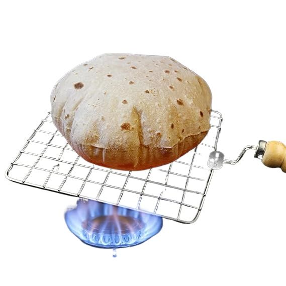 Roti/chappati roster, grill, roster stainless steel wooden handle (1 pcs) SQUARE Roaster (Steel)