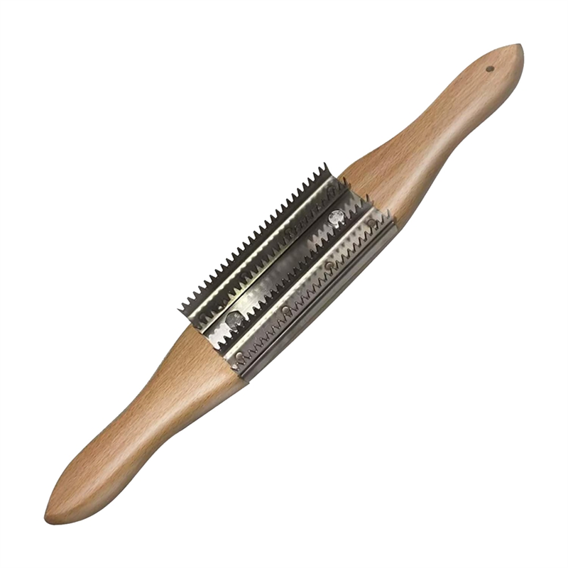 Buffing Wheel Rake Cleaning Tool for Polishing Wheel Compound with Beech Wood Handle & 4 Rows of Metal Teeth Rake