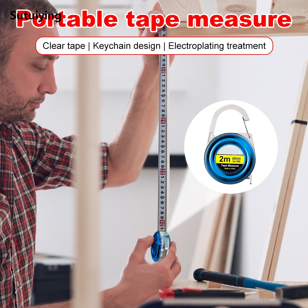 Sutuiying 2M Portable Small Tape Measure SK5 Steel Ruler with Electroplated Fifty percent discount ABS Shell High Quality Daily Measuring Tool