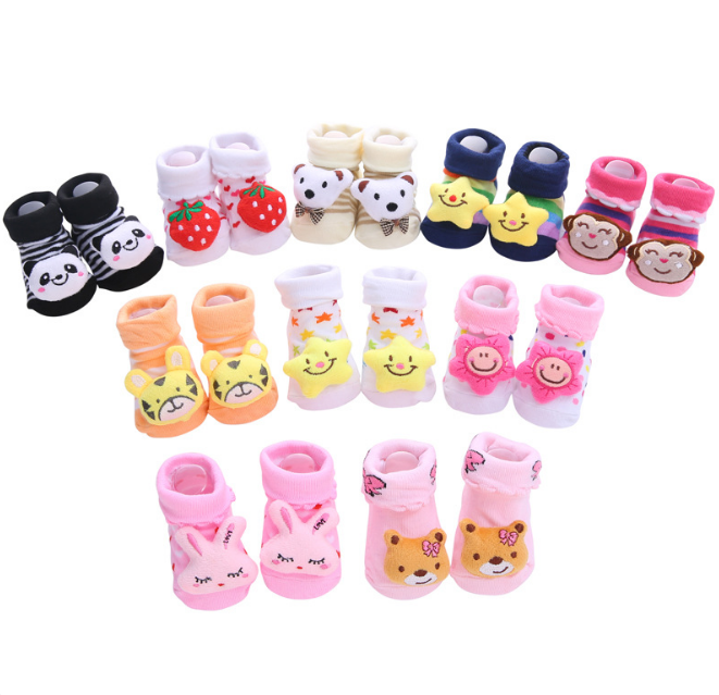2 Pairs 3D Animal Cotton Baby Socks - Soft, Anti-Slip Baby Socks for 0-12 Months - Cute Animal Doll Design for Newborn & Toddler