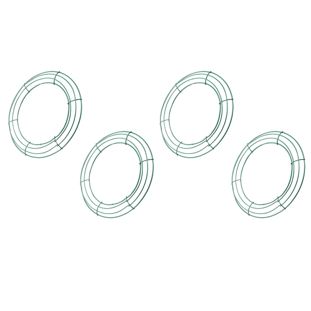 fasdaga 14 Inch Wire Wreath Frame Metal Round Wreath Form Making Rings Green for Christmas Home Decoration DIY Pack of 4
