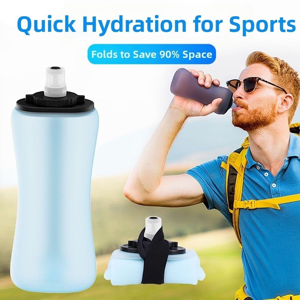 Creative Lightweight Foldable Water Bottle 350ml Capacity Food Grade Silicone Collapsible Sport Bottle Leak Proof Heat Resistant Travel Foldable Cup Cycling Activities