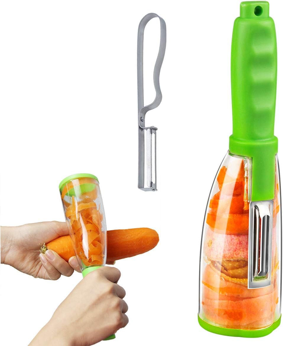 Smart Multifunctional Vegetable Fruit Peeler for Kitchen with Peel Container - Easy Peel for Fruits & Vegetables
