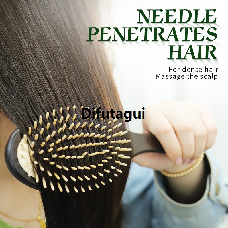 Scalp Improvement, Hair Comb, Massage Scalp, Head, Wooden Black Hair Brush, Ladies Detangle Hair Brush, Wide Tooth Air Bag, Hair Loss Tool