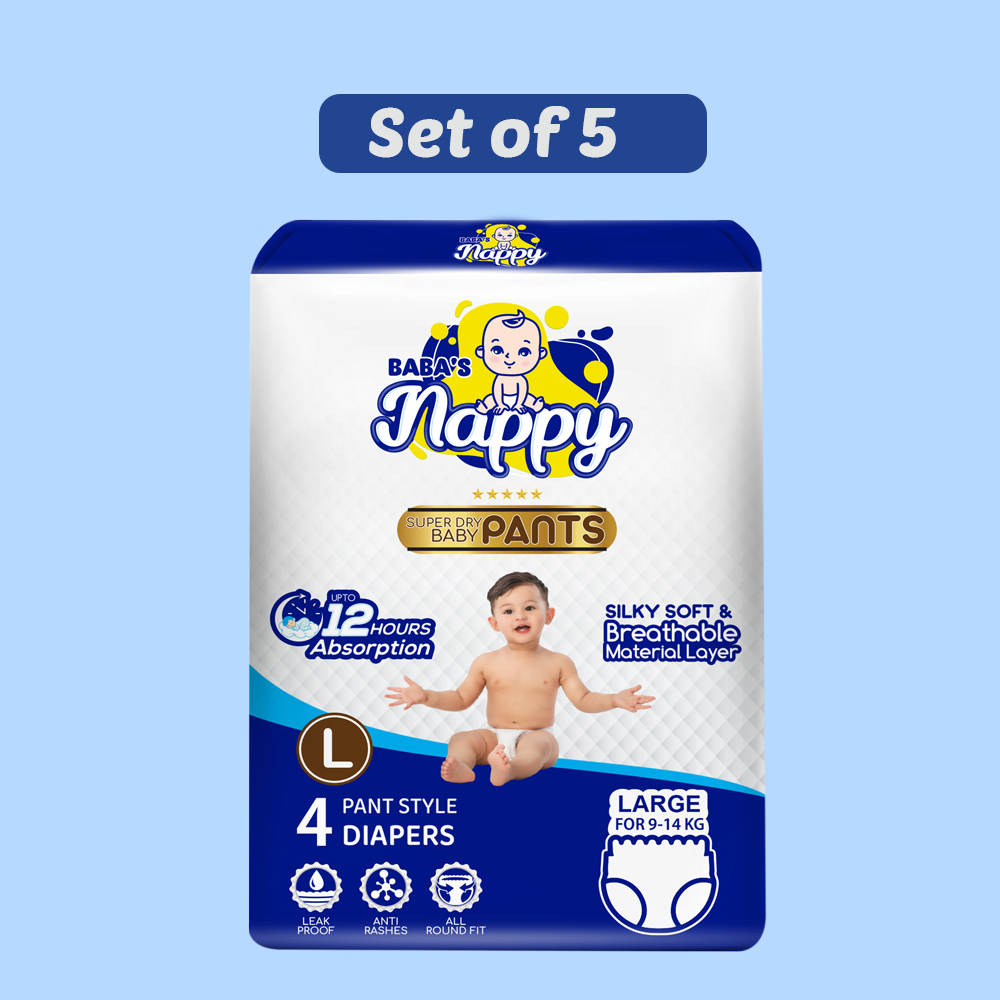 Baba's Nappy Baby Pull Up Diaper Small Pack , XL Pack of 4pcs (Set of 5 )