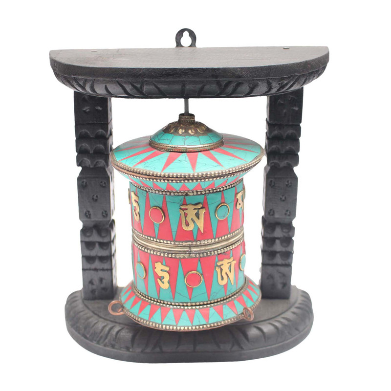 8*7.5 Inch Wooden Wall Hanging Rotating Praying Wheel