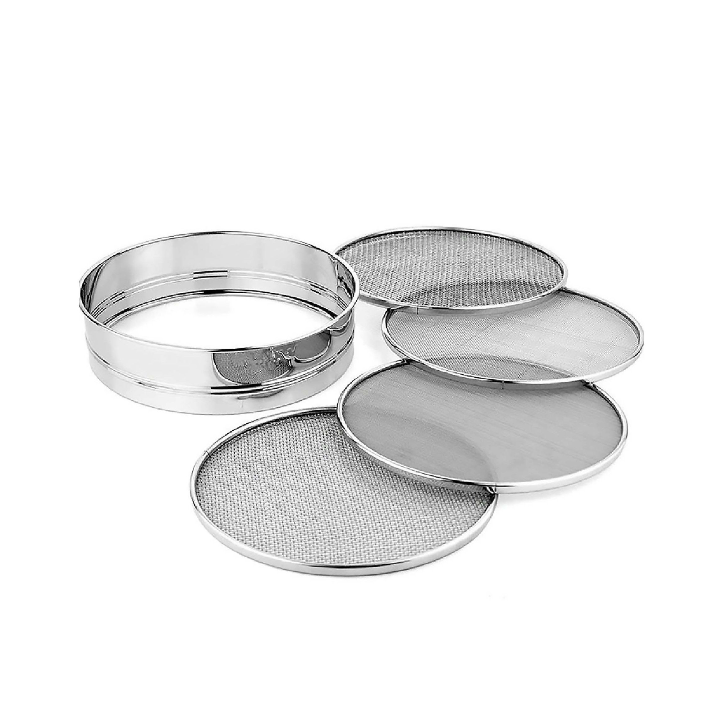 4-in-1 Stainless Steel Interchangeable Sieve Set - Versatile Flour, Spice, and Food Strainer (Atta, Maida, Chalni, Jaali)