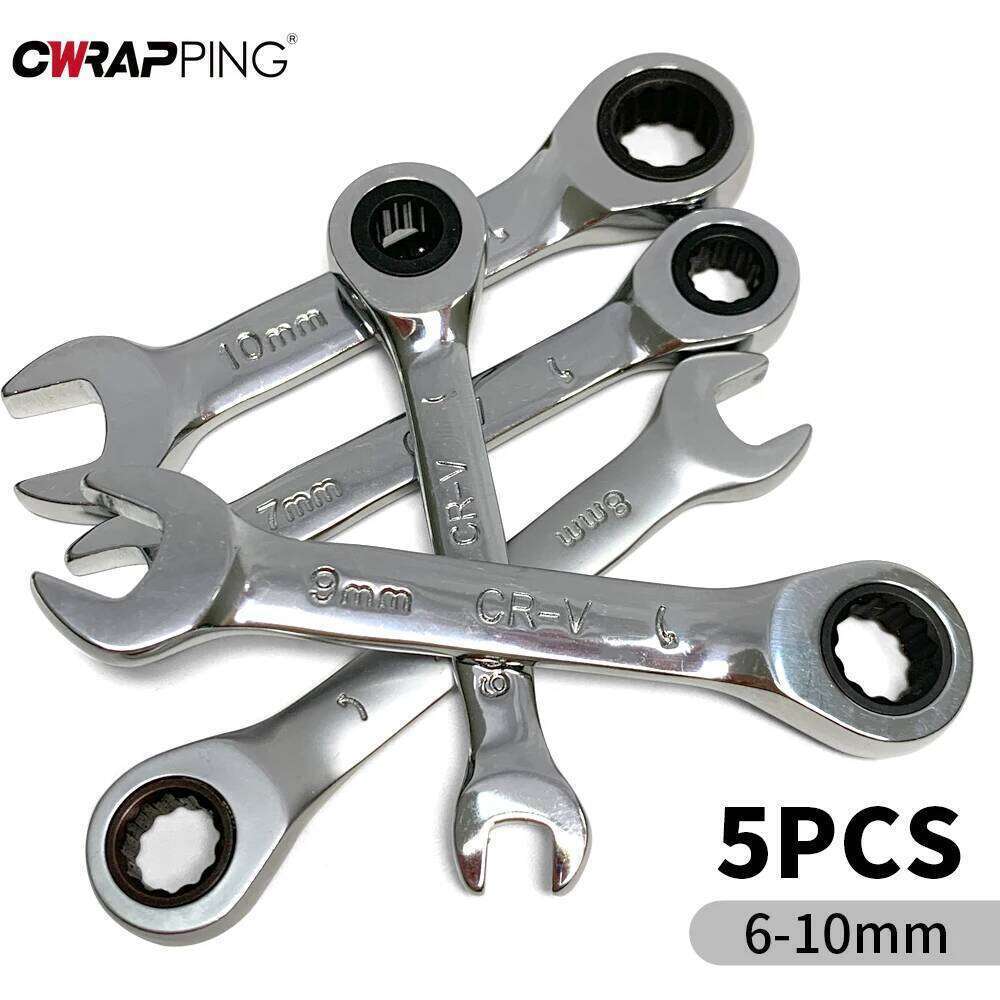 Chrome Vanadium Steel Double-Head Kit 72-Tooth Ratchet 6-10mm Mini Handheld Portable Wrench Car Appliance Repair Tool