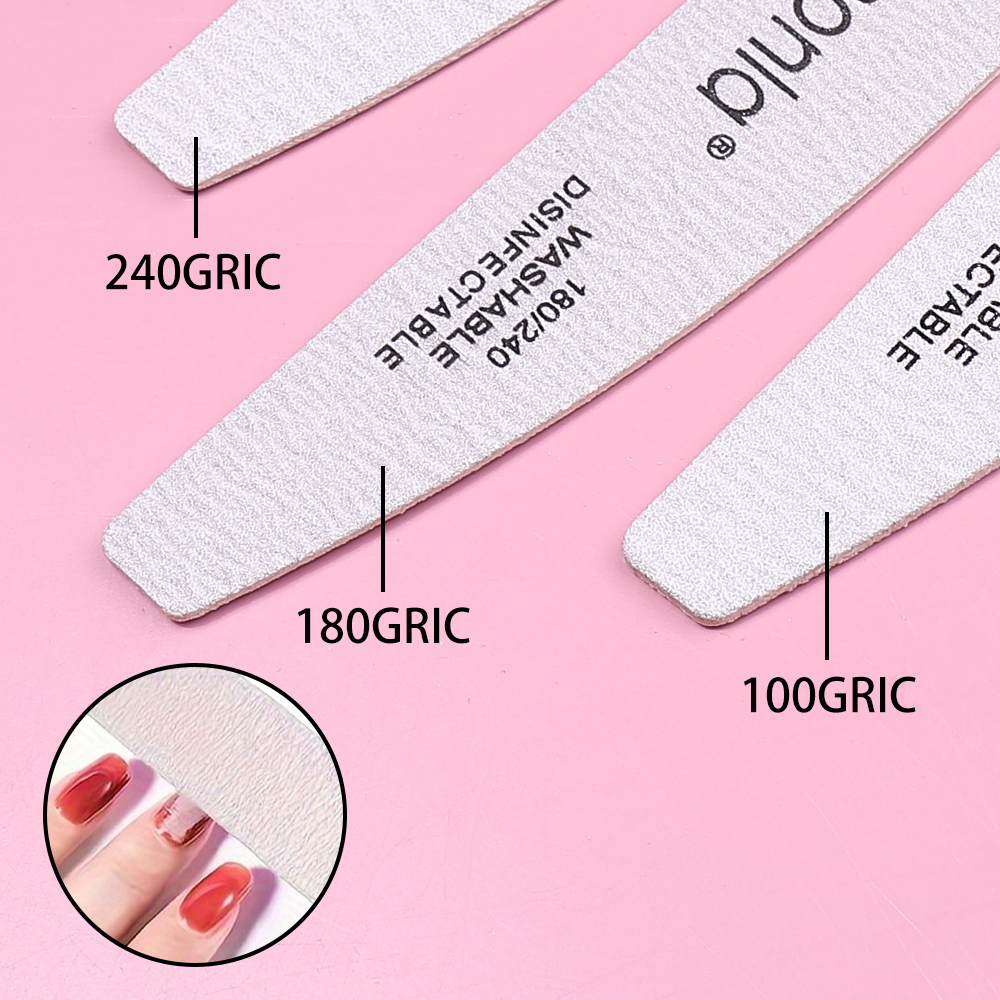 Sales promotion 5/10/25/50 Pc Nail File Sanding Buffer For Manicure 100/180/240 Grit Buffering Half Moon Pedicure Block Polishing Manicure Tools