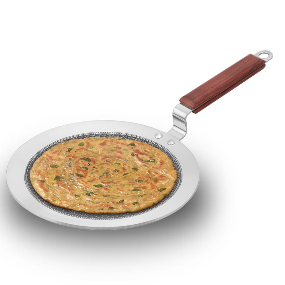 Hawkins NSPT24 Stainless Steel Tri-Ply Non-Stick Paratha Tava (24cm) - Induction Friendly Griddle - Silver