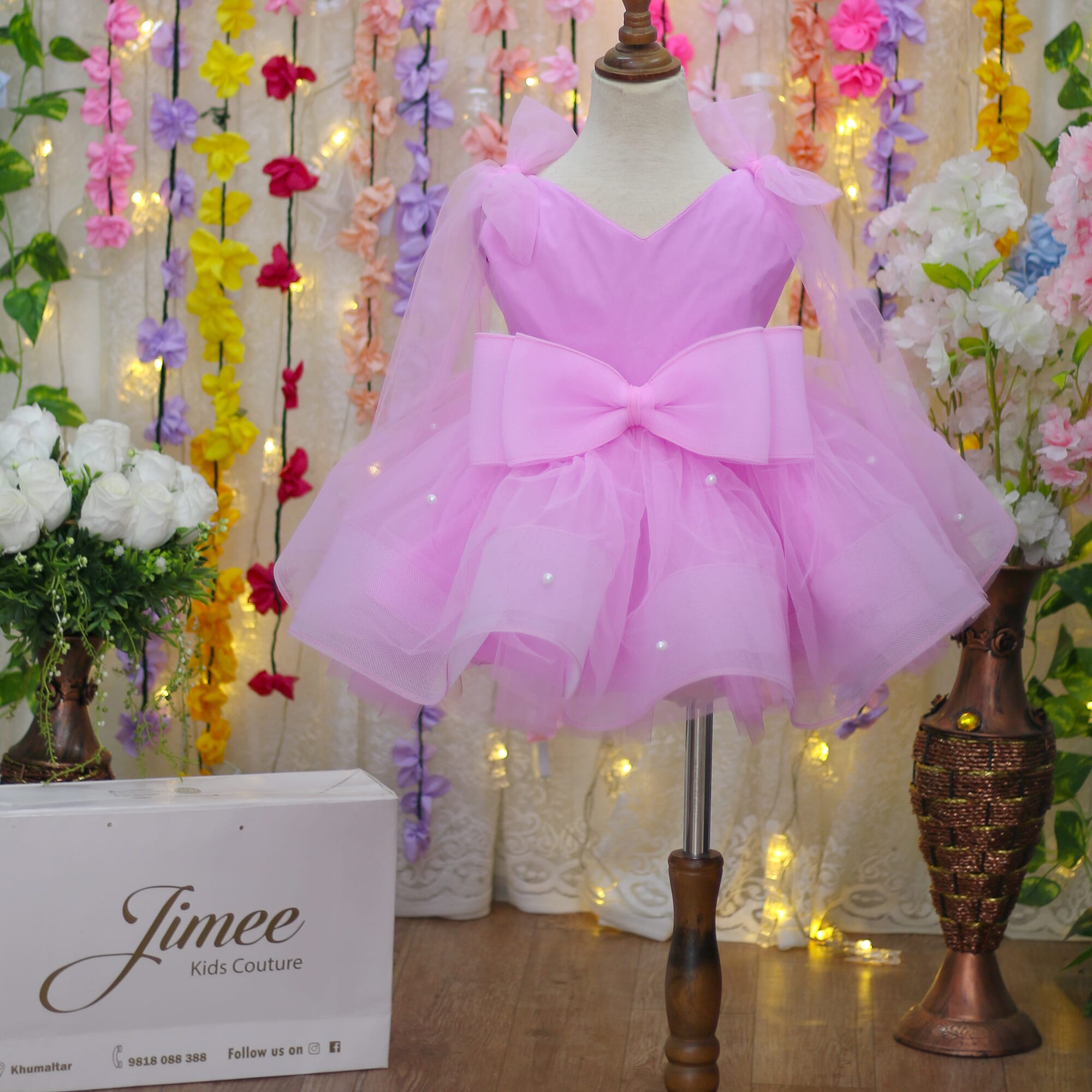 Pink Color 4 Steps Tutu Dress For Baby Girls By Jimee Kids Couture
