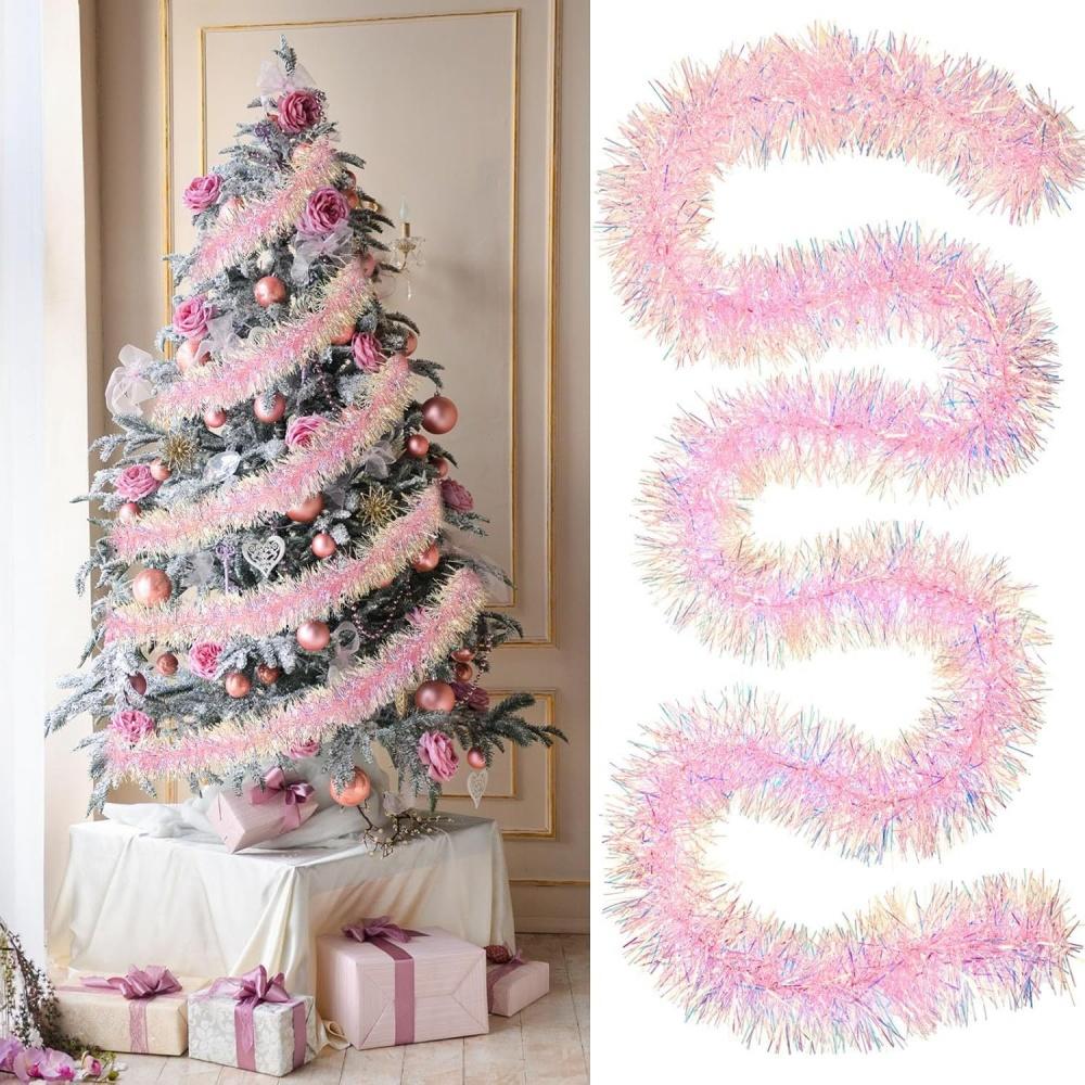 Magical Christmas Tinsel Garland Elegant Holiday Garland Decor Colorful Reusable Party Tinsel Ribbon for Wreath Decoration Christmas Home Decor