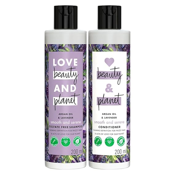 Love Beauty & Planet Anti Frizz Combo Argan Oil & Lavender Smooth & Serene Shampoo and Conditioner 400ml