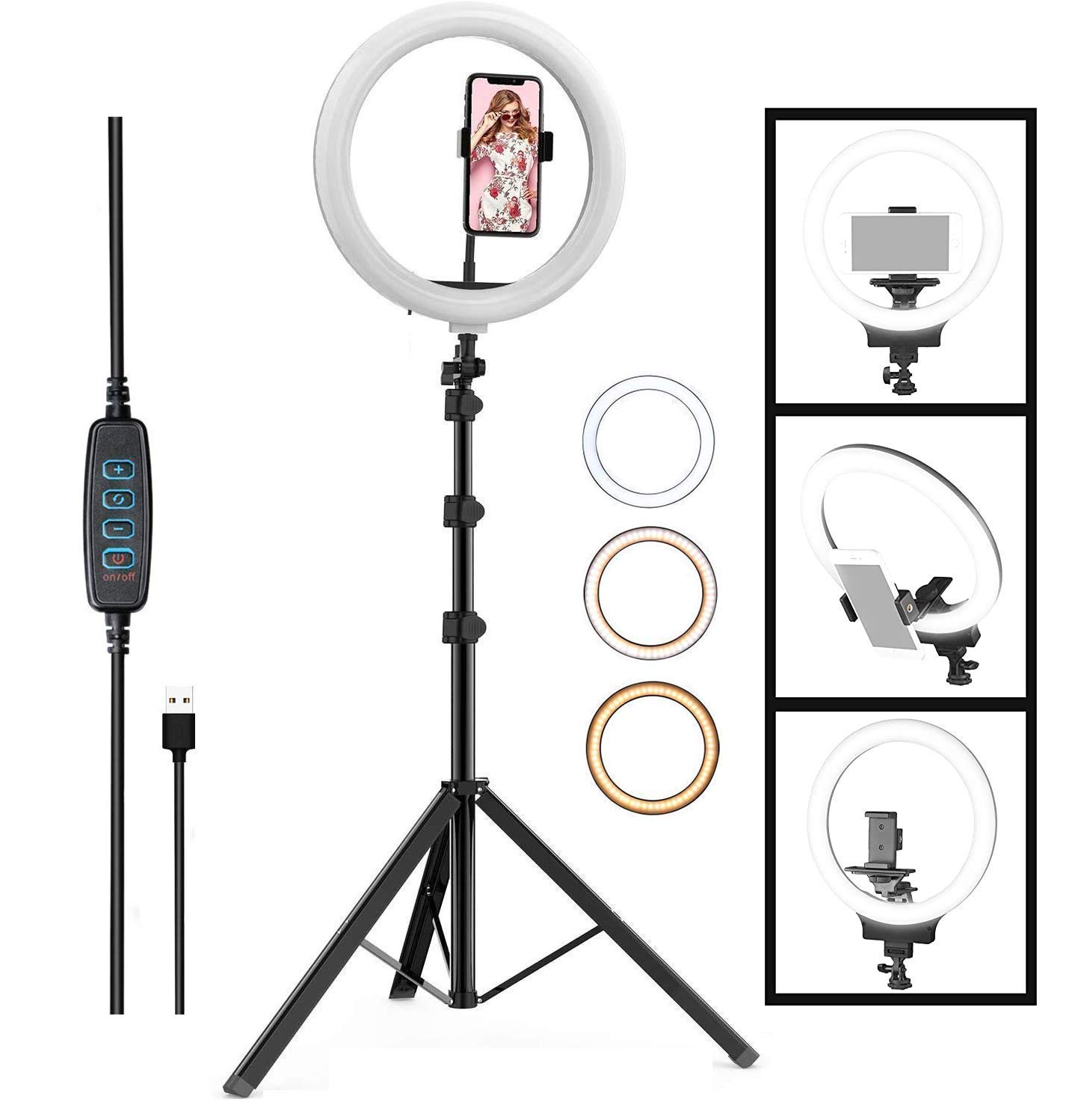 12" Selfie LED Ring Light With Remote Control And 7 Fit Tripod Stand