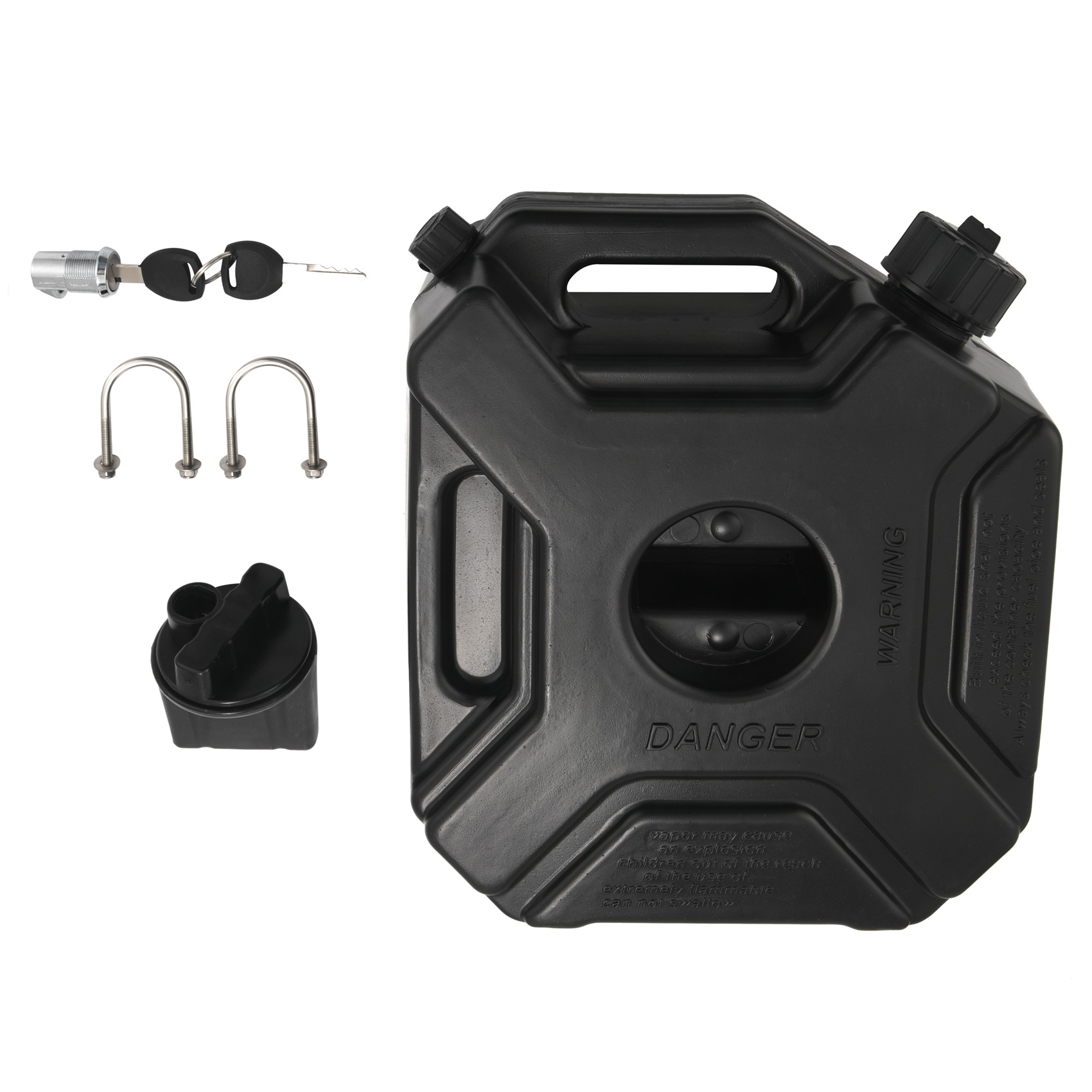 5L Liters Black Fuel Tank Can Car Motorcycle Spare Petrol Oil Tank Backup Jerrycan Fuel- Canister with Lock & Key