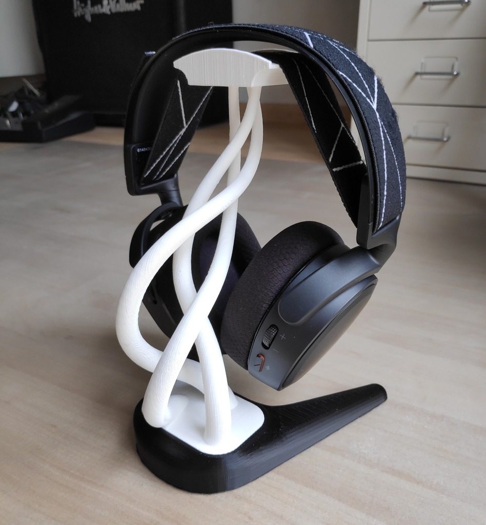 Elegant 3D Printed Gaming Headset Stand - Durable Double Helix Design Holder for Enhanced Comfort and Stability