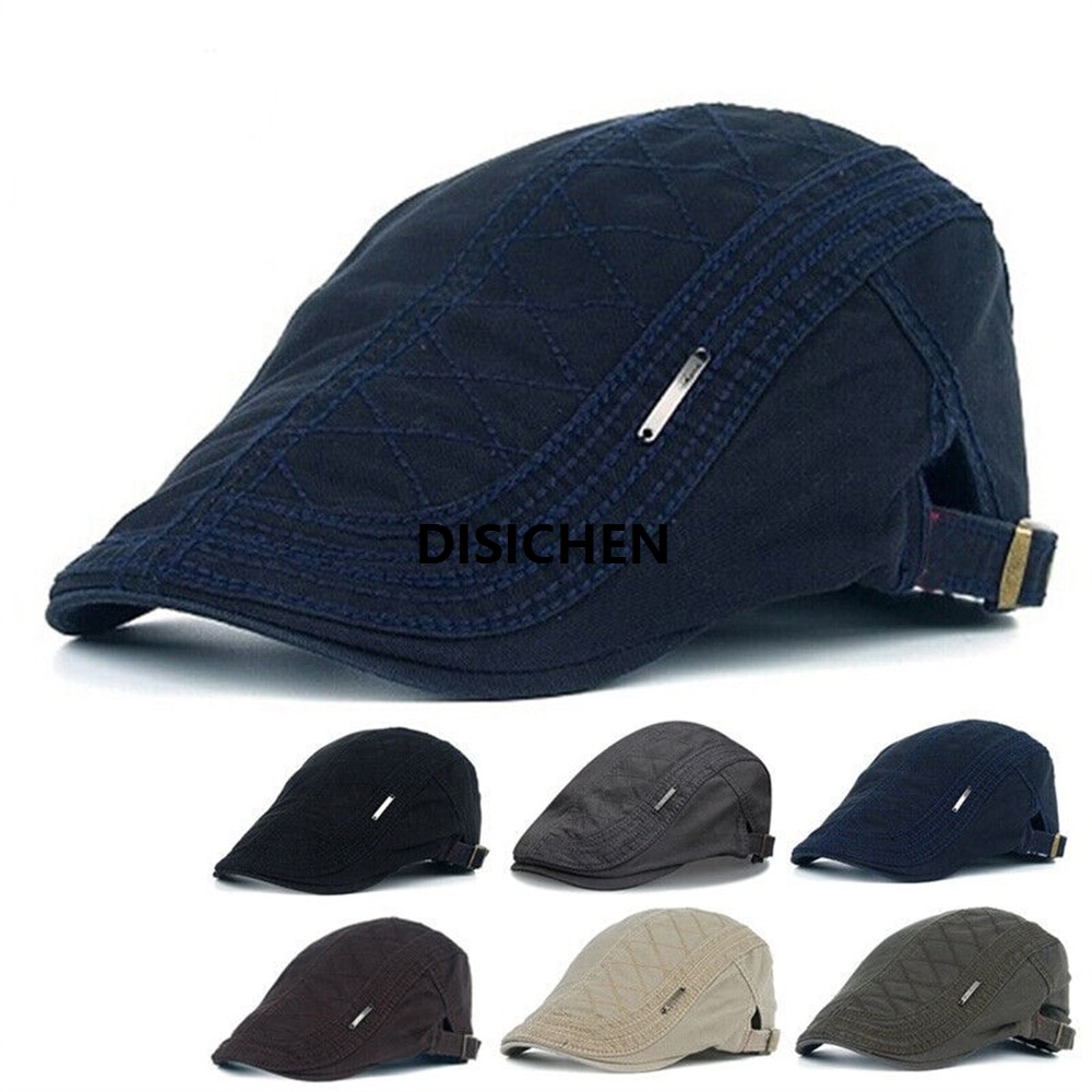 DISICHEN 1pc New 2023 Spring Retro Adjustable Men Cotton Ivy Flat Cap Newsboy Beret Cabbie Gatsby Driving Hat Outdoor Styling Cap Sales promotion