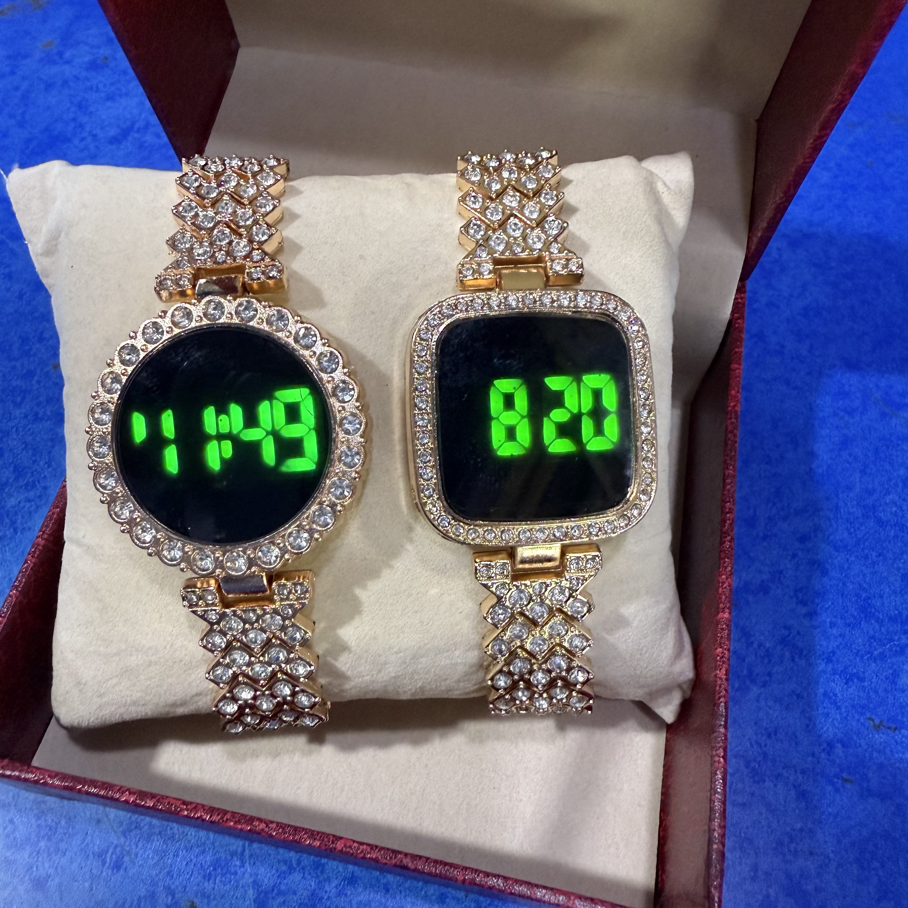 2 Piece Combo Pack Stylish And Fashionable Square And Round Shape Led Durable Quality Watch For Women || Sold By Time Plaza