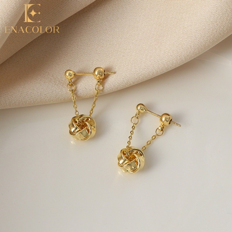 Enacolor Retro Gold Simple Chain Tassel Earrings Chic Geometric Distortion Metal Earrings for Women Fashion Jewlry Gifts New