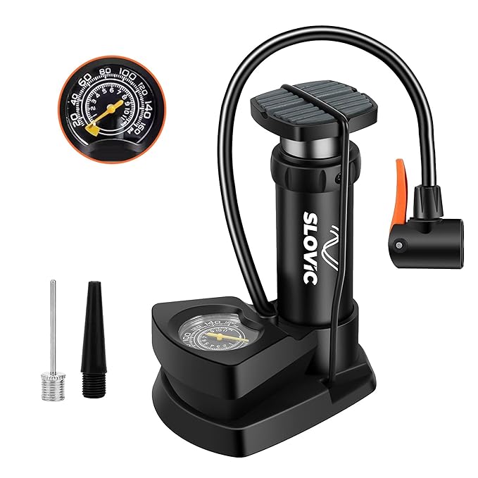Cycle Pump for Bicycle , Bike , Car with Meter |High Pressure Foot Air Pump for Cycles, Balloons, Footballs and Tyres | Cycle Accessories for Bicycle | Easy to Carry & Store