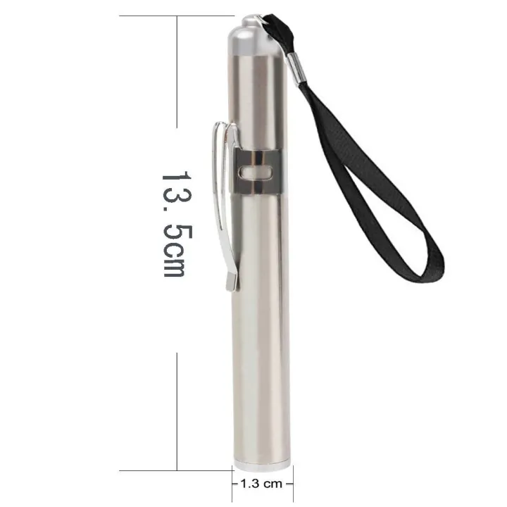 Mini Portable Pen Light Led Pocket Flash Torch Light Silver