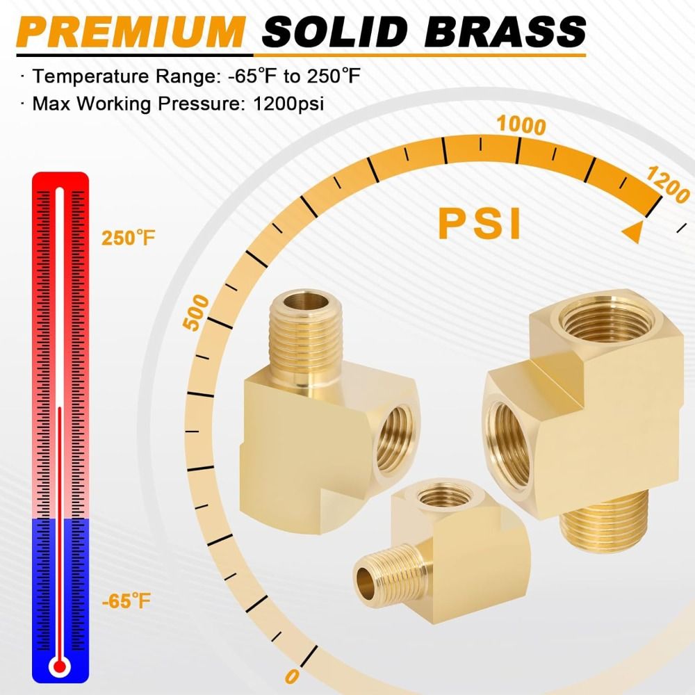 Professional Brass NPT Fitting Corrosion Resistant High Pressure Splitter Tee Durable Pipe Fitting Water Plumbing