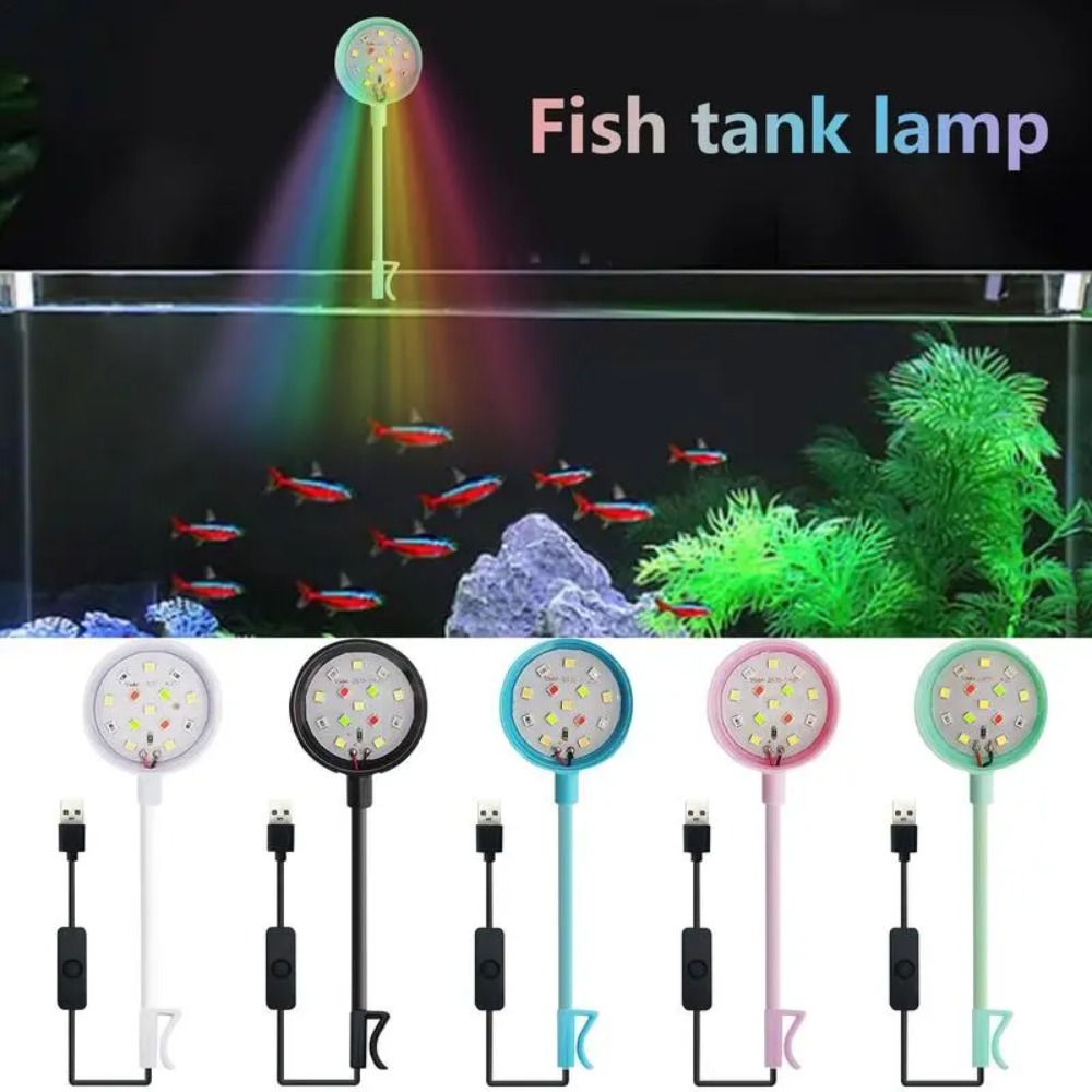 New USB-Plug Aquarium Lamp 360 Degree Adjustable Mini LED Light Waterproof Clip-on Lamp Aquarium