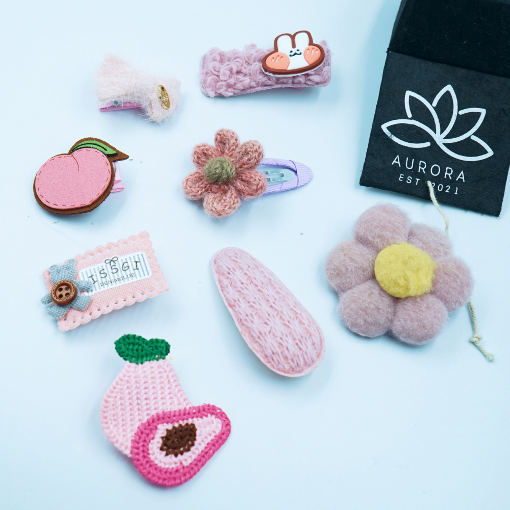 Cute Pink Hair Clips Collection | Trendy | 8 pcs in 1 packet| B32