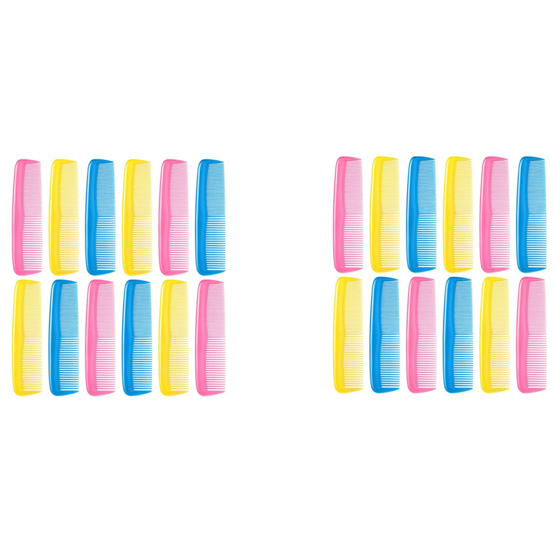 OUMERY 24 Pieces Colorful Hair Combs Set for Kids Women Men Colorful Plastic Fine Dressing Comb (Pink, Yellow, Blue)