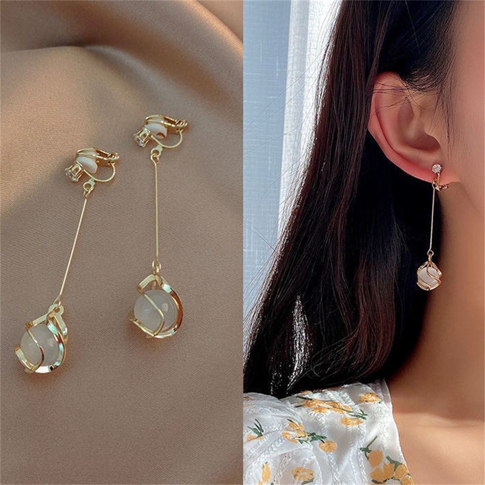 Creative Woman Drop Earrings Jewelry Gift Ear Clips Pearl Clip Earrings Tassel Earrings