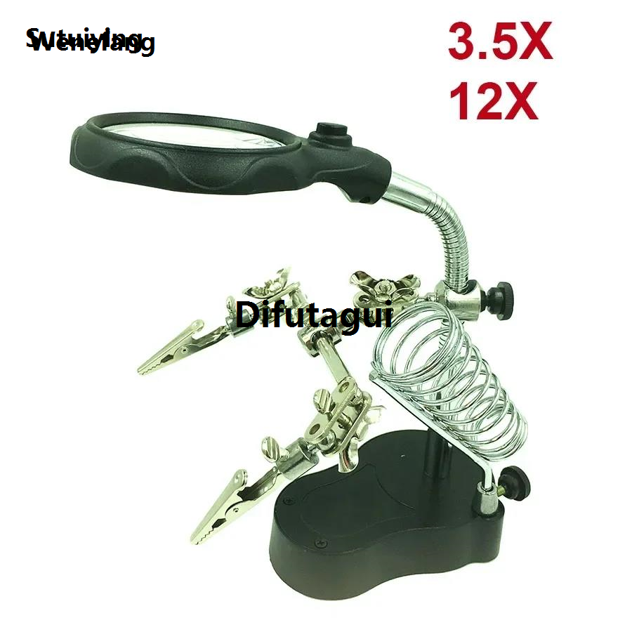Wenefang Sutuiying Soldering Iron Station Stand With Welding Magnifying Glass Clip Clamp High Quality New style Third Hand Helping Desktop Magnifier Soldering Repair Tool