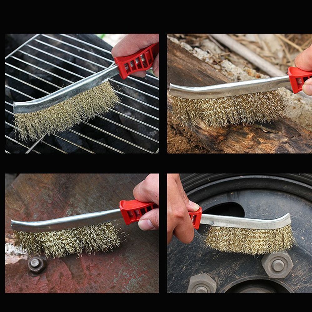 New Stainless Steel Wire Brush Polishing Red Silver Remove Rust Brush Multifunctional Decontaminate Deburring Home