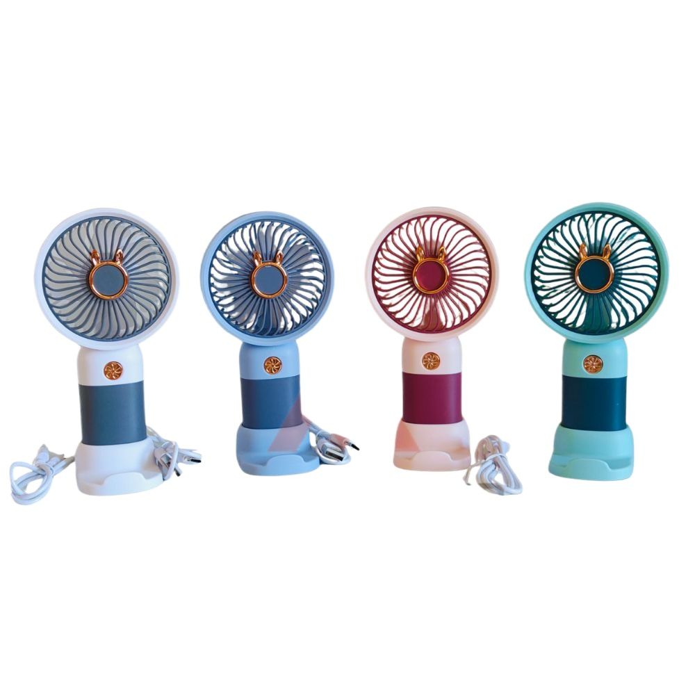 Fan - Korean Design Mini Fan | 3 speed option | Rechargeable Fan | Mini Portable Handheld Fan | Long battery backup | Best Quality | Small & Handy Fan | Hot & Summer | USB Charge port | New Trending