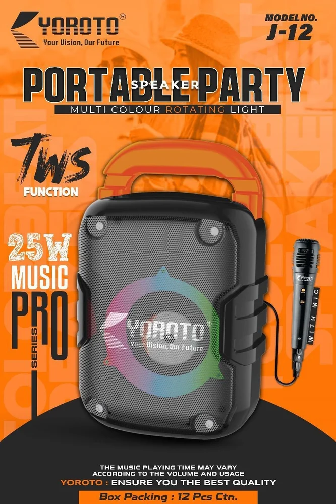 Yoroto 25W Portable Party Speaker | Music Pro TWS Speaker | MINI HOME THEARER | Big Woofer Speaker with led lights Bluetooth Speaker